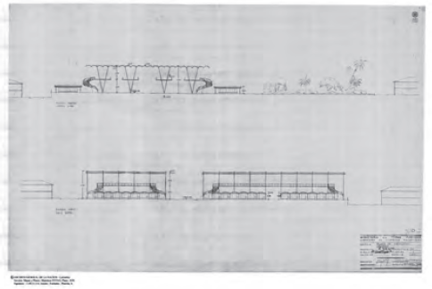  Fachada del granero presentado por Steinmetz en su tratado. Fachadas oriental y septentrional de la plaza. Fuente: Archivo General de la Nación, Fondo Invías, plano 514, 26.11.46. Signatura -1, 03, 18, 25.