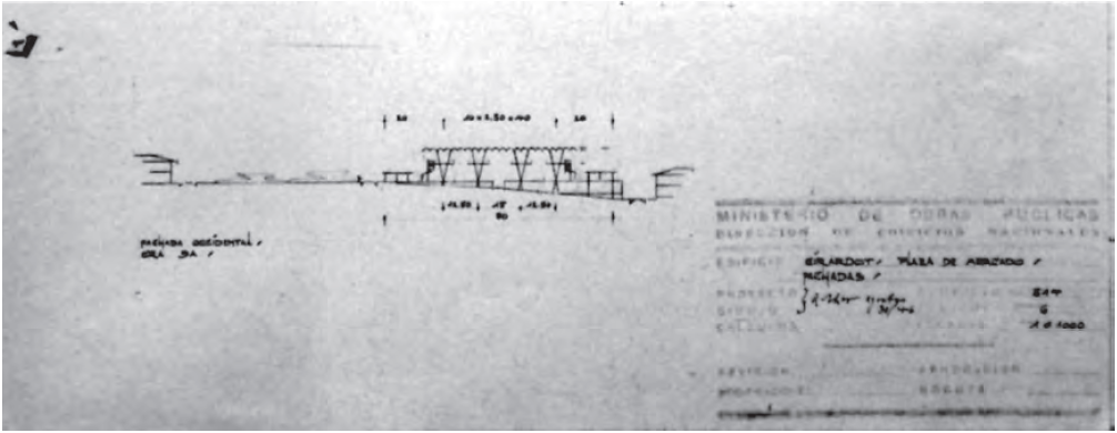 Fuente: Archivo del Museo de Arquitectura Leopoldo Rother, Universidad Nacional de Colombia, 31.08.1946, plano 6, proyecto 814, copia heliográfica.