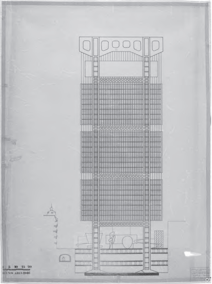 Amancio Williams, Edificio suspendido de oficinas. Fuente: Archivo Amancio Williams.