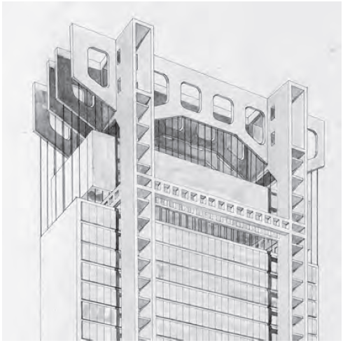 Amancio Williams, Edificio suspendido de oficinas. Fuente: Archivo Amancio Williams.