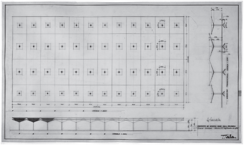 Almacén en Cali de Cubiertas Ala Colombia. Félix Candela architectural records and papers, 1950-1984, Avery Architectural & Fine Arts Library, Columbia University.