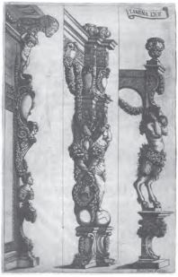 Columnas parannficas segn Caramuel, en Architectura civil recta y obliqua, volumen III, parte III, lmina LXII.