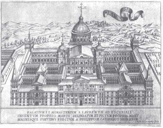Reconstruccin del palacio de El Escorial, en Architectura civil recta y obliqua, volumen III, parte I, lmina F.
