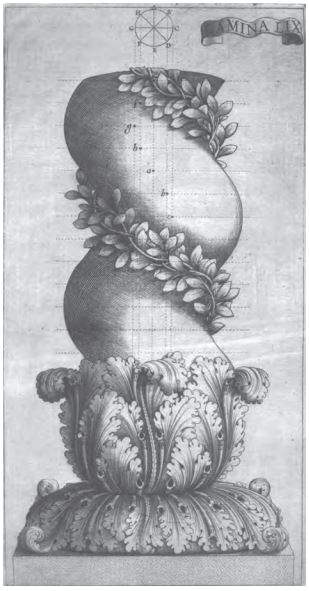 Columna mosaica segn Caramuel, en Architectura civil recta y obliqua, volumen III, parte III, lminas LXI.