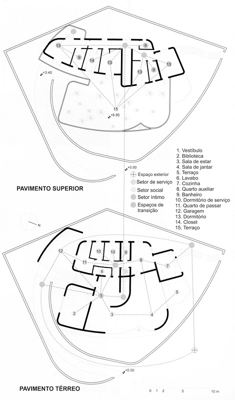 Planta baixa da Casa do Chame-chame com indicao dos espaos convexos