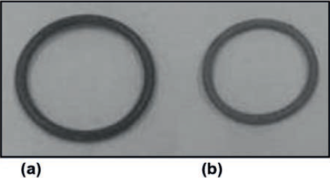 Anel Toroidal – (a) injetado – (b) sinterizado.