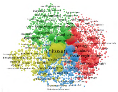 Bibliometric Network Vosviewer® Chitosan + Application, engineering.
