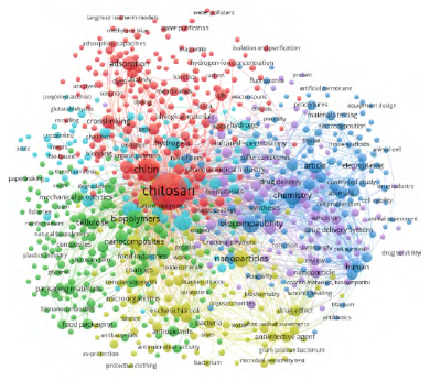 Bibliometric Network Vosviewer® Chitosan+Industry material science.