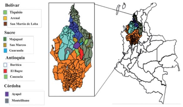Mapa de la región de estudio