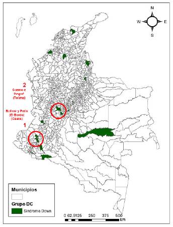 Conglomerados de casos de defectos cong&eacute;nitos cromos&oacute;micos, Col&ocirc;mbia, I semestre 2018 