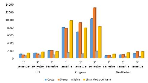 Asistencia vital a pacientes hospitalizados por semestre durante la pandemia de COVID-19 en Perú.