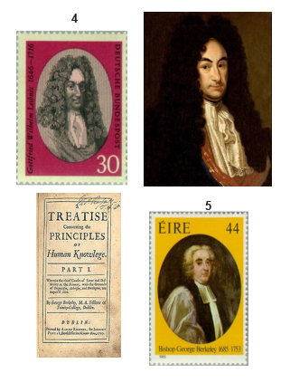 Sellos postales que conmemora a Leibniz y a Berkeley.
