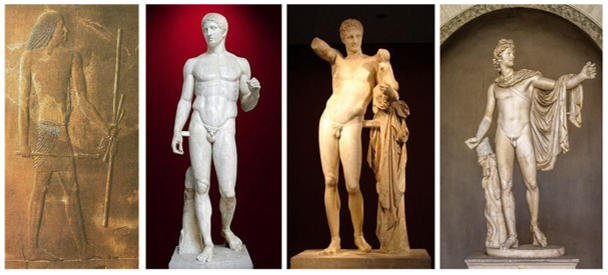 Relief of ancient Egypt and sculptures of ancient Greece