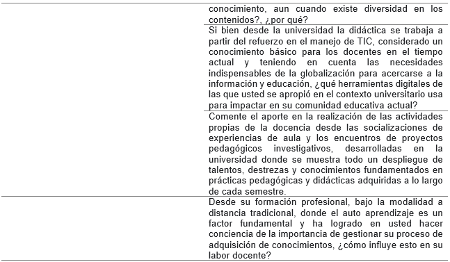 Categoras y preguntas de los instrumentos