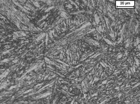 Microestructura del acero ASTM A743 tipo CA6NM. Ataque Vilella, 540 X (MO).