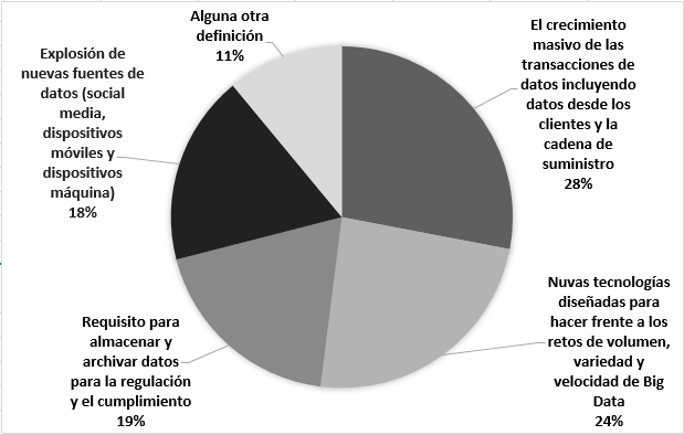 Definiciones de Big Data basadas en una encuesta en línea realizada a profesionales y académicos del campo.