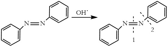 Vas de reaccin de radicales con colorantes azoicos