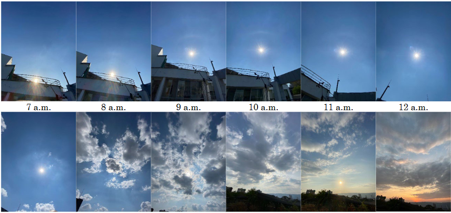 Registro fotogrfico del seguimiento solar logrado desde la superficie del panel FV (24-ene-2024)
