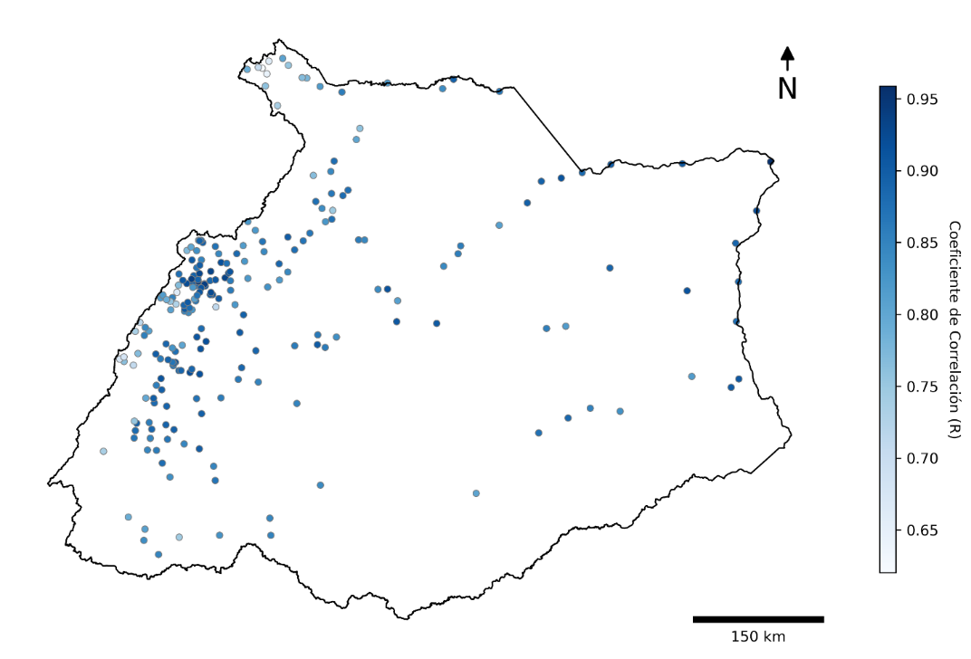  Nivel de correlaci�n con im�genes satelitales IDEAM vs CHIRPS 