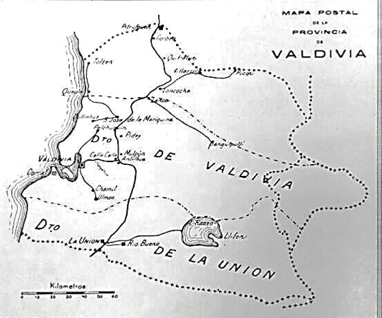Mapa Postal de la Provincia de Valdivia