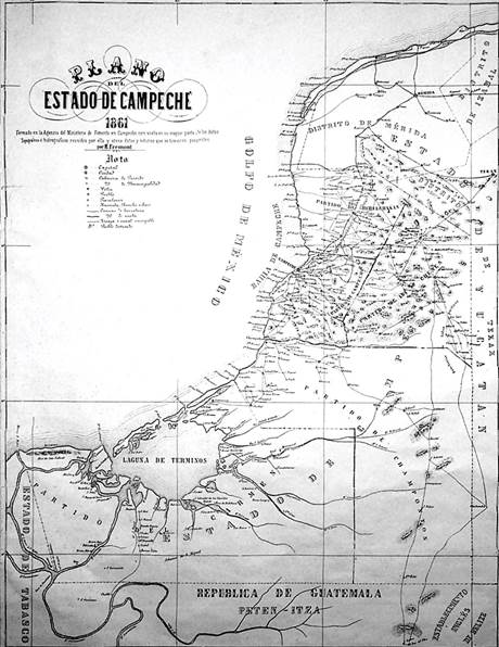 Plano del estado de Campeche en 1861