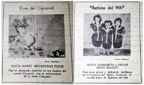 Niñas participantes en el concurso de disfraces del carnaval, 1950