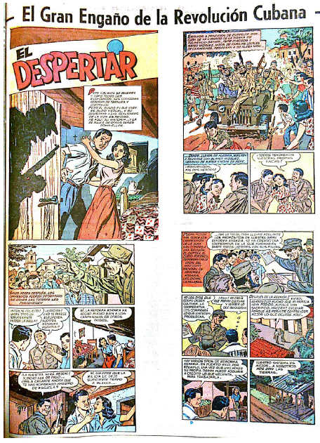 Tira de prensa sobre la revolución cubana del 29 de octubre de 1961