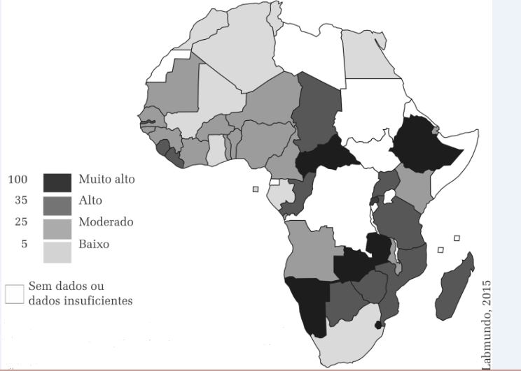 - A desnutri&ccedil;&atilde;o na &Aacute;frica. Porcentagem de pessoas em situa&ccedil;&atilde;o de subnutri&ccedil;&atilde;o, em 2015