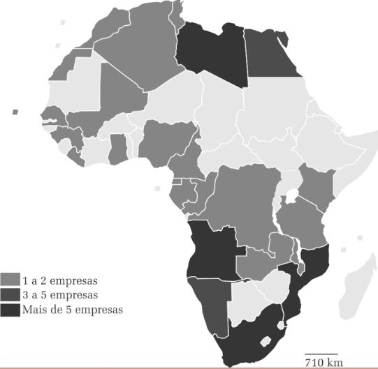 - Empresas Brasileiras na &Aacute;frica - n&uacute;mero de empresas por pa&iacute;s