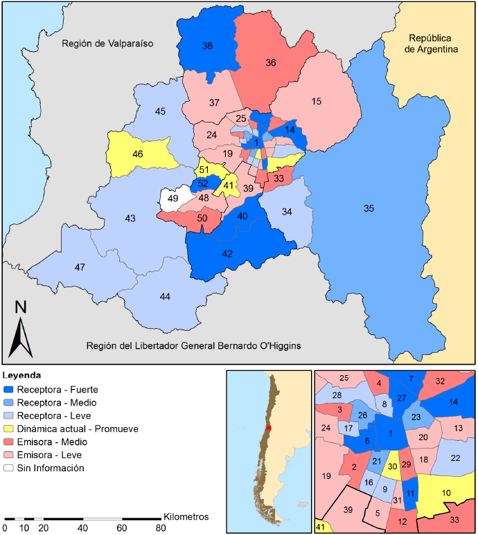 Regi&oacute;n Metropolitana de Santiago. Generaci&oacute;n de nuevas
centralidades seg&uacute;n intencionalidades de los PLADECO.