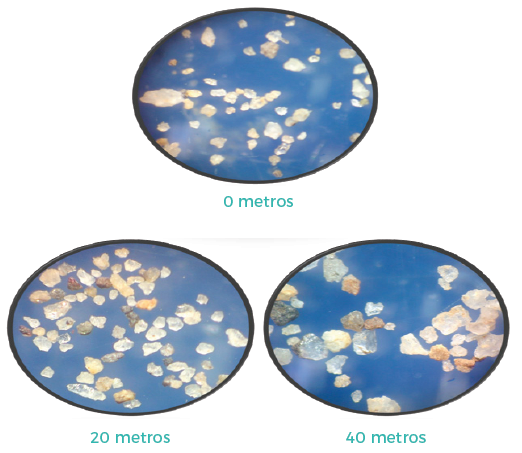 Micrograf&iacute;a de los contornos de los cuarzos observados a trav&eacute;s
de la lupa estereosc&oacute;pica
