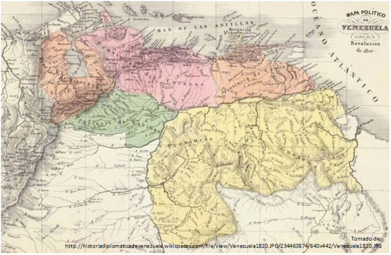 Mapa Pol&iacute;tico de Venezuela. 1810