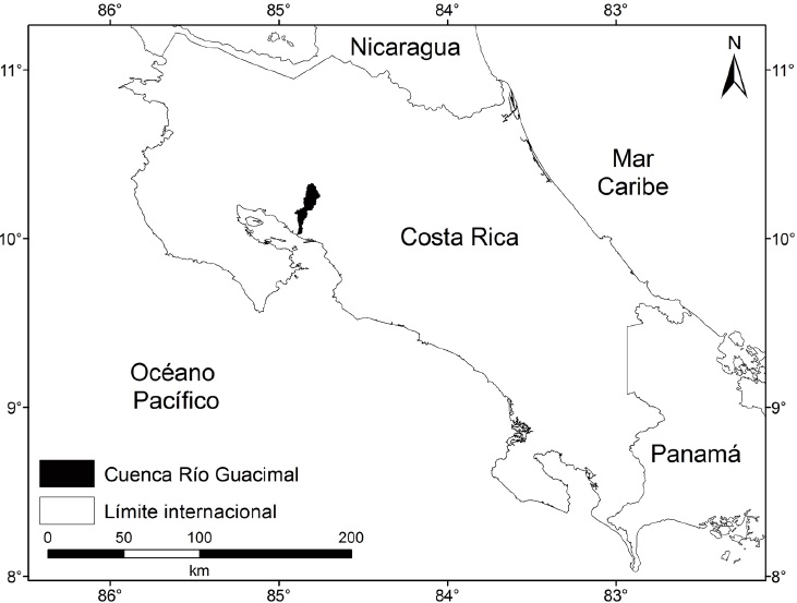 Localizaci&oacute;n en el contexto regional de la cuenca del r&iacute;o Guacimal