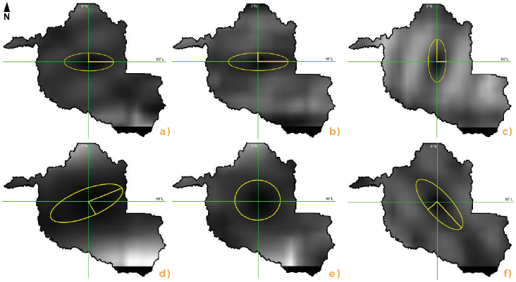 Mapas de superf&iacute;cie para verifica&ccedil;&atilde;o de anisotropia.