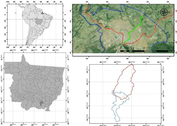 Localiza��o da �rea de Preserva��o Permanente do c�rrego Arareau na mancha urbana do munic�pio de Rondon�polis-MT. 