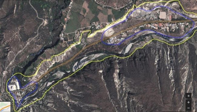 Centros poblados La Gonzlez y La Vega de La Gonzlez, enmarcados en azul claro y el casero El Paraso en azul oscuro