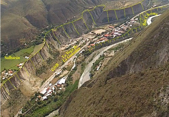 (B) centro poblado La Vega de La Gonzlez, direccin de toma: Sur-Norte