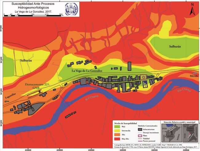 Mapa de susceptibilidad del centro poblado La Vega de La Gonzlez ante procesos hidrogeomorfolgicos