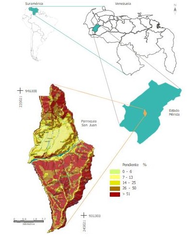 Localizacin geogrfica de la parroquia San Juan, estado Mrida.