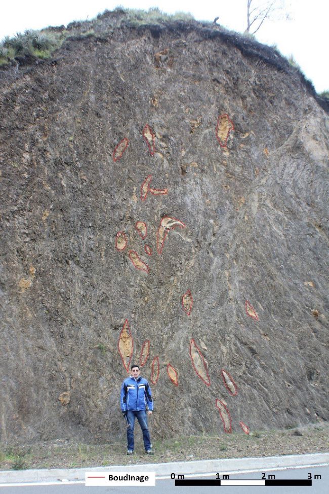 Afloramientos de flysch y estructuras deformadas, Formaci�n Yunguilla (Cret�ceo).