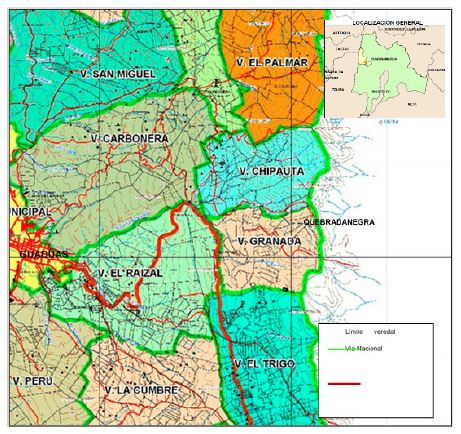 Localizaci&oacute;n general de la Vereda Chipaut&aacute;, Guaduas.