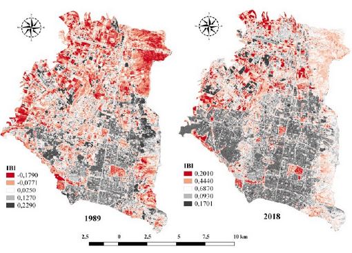 &Aacute;rea urbanizada dentro de los l&iacute;mites de la reserva, &iacute;ndice IBI
