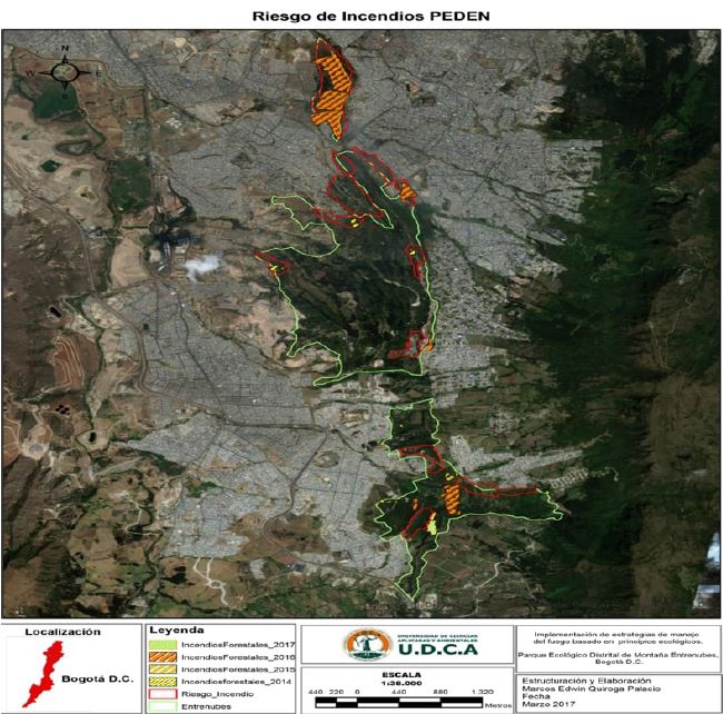 Mapa de riesgos por incendios forestales en el Parque Ecológico de Montaña Entrenubes