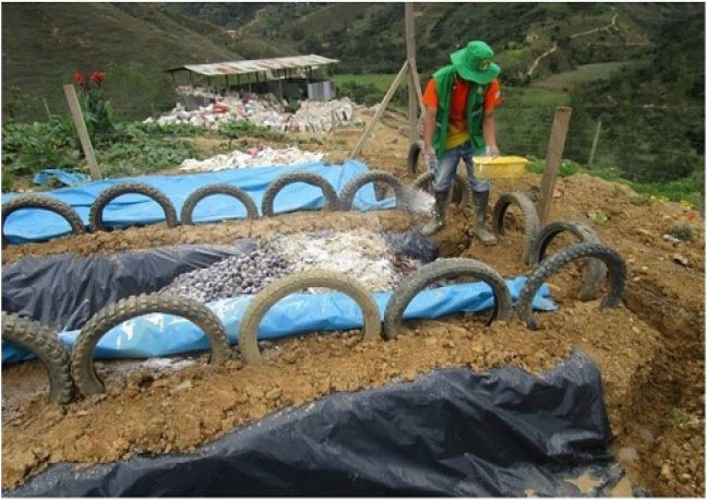 Cama de fermentaci&oacute;n para el proceso de compostaje de los residuos org&aacute;nicos