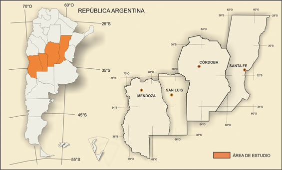 Mapa de ubicación de las distintas provincias, en las cuales el EGF ha realizado investigaciones