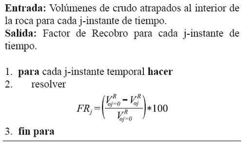 Estimación del Factor de Recobro para cualquier j-instante temporal