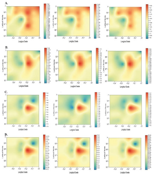 SE MUESTRA EL CONTRASTE ENTRE LAS
VELOCIDADES OBTENIDAS A PROFUNDIDADES ENTRE LOS 80 Y 150 KM DEL MODELO FINAL DE
ESTE TRABAJO, EL MODELO PERTURBADO Y EL GENERADO DURANTE EL SEGUNDO PROCESO DE
INVERSI&Oacute;N. A.
80 KM DE
PROFUNDIDAD Y LA VARIACI&Oacute;N ES DEL 0.2%, EN B. 100 KM Y LA VARIACI&Oacute;N ES DEL 1,04%, C. 120 KM DEL 0,63% Y D. 150 KM CON VARIACI&Oacute;N DEL 0,24%
APROXIMADAMENTE.