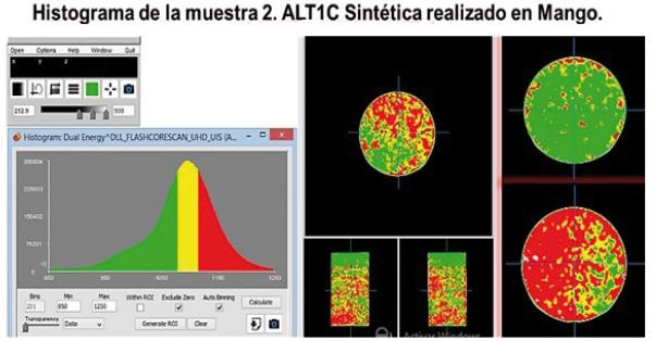 Visualización con el software Mango de histograma de la muestra 2. ALT1C Sintética.