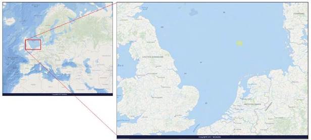 Satellite image of the F3 Block seismic survey location.