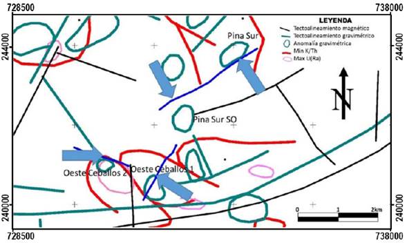 Ubicación de los perfiles del Complejo Redox medidos (líneas azules) y señalización (con una flecha azul) de los intervalos anómalos, durante la Campaña I (Pardo-Echarte et al., 2019).